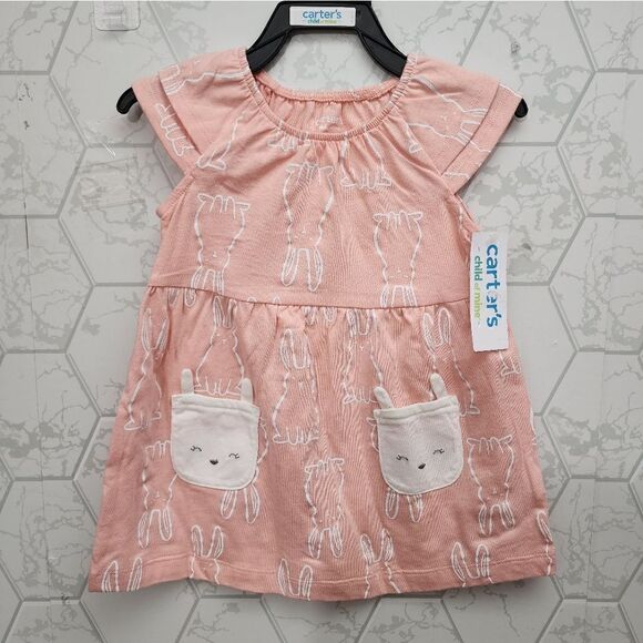 Nwt Family Look 100% cotton Carter's Toddler Girl Easter Bunny Dresses Bundle - Picture 2 of 8